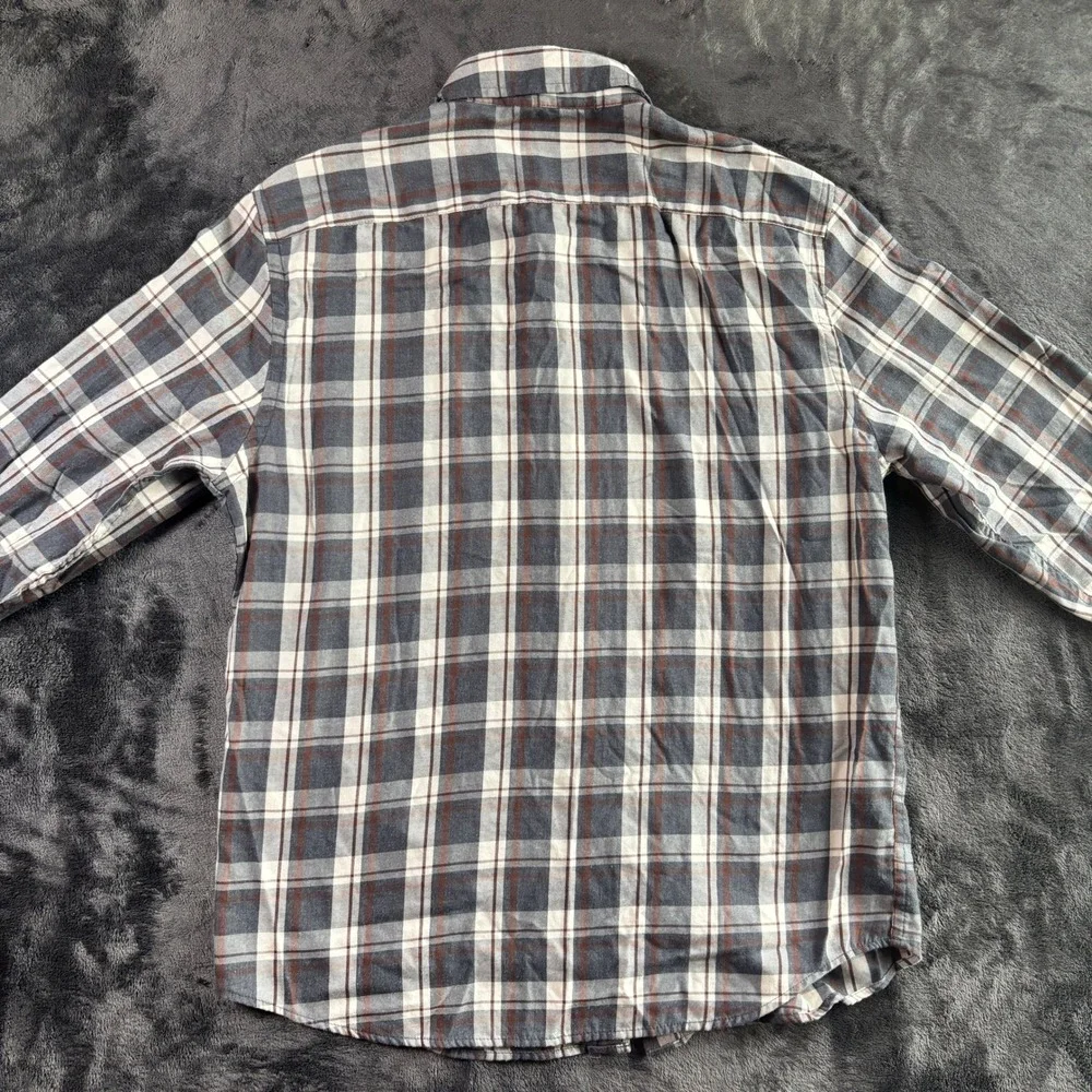 Banana Republic Mens Gray Brown Plaid Untucked Fit Button Down Shirt Medium